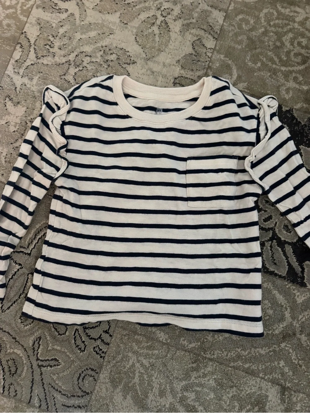 GAP Girls' Long-Sleeve Tees - White, Navy & Pink Accents